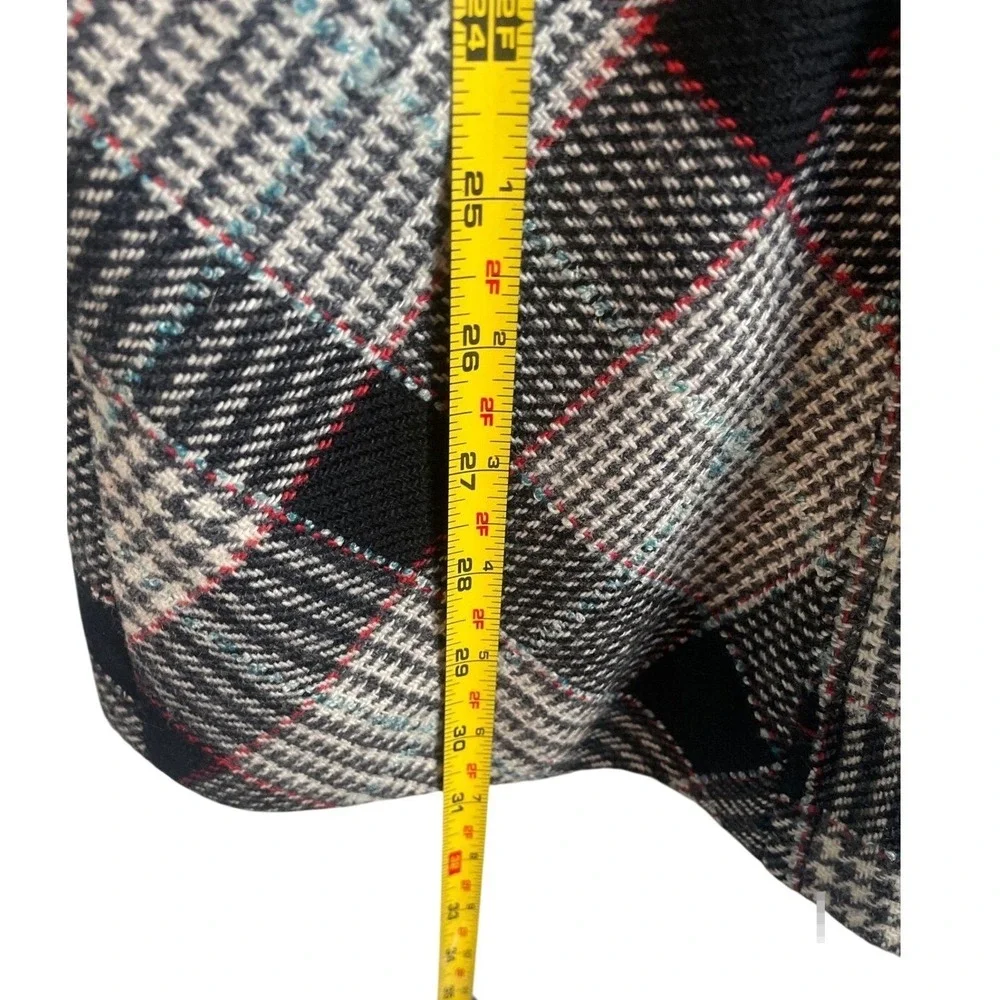 ⁠GUESS Plaid Swing Coat 3/4Sleeve Wool Blend Satin Lined Y2K Dark Academia Large